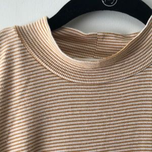 Yellow and white striped tunic sm turtleneck top